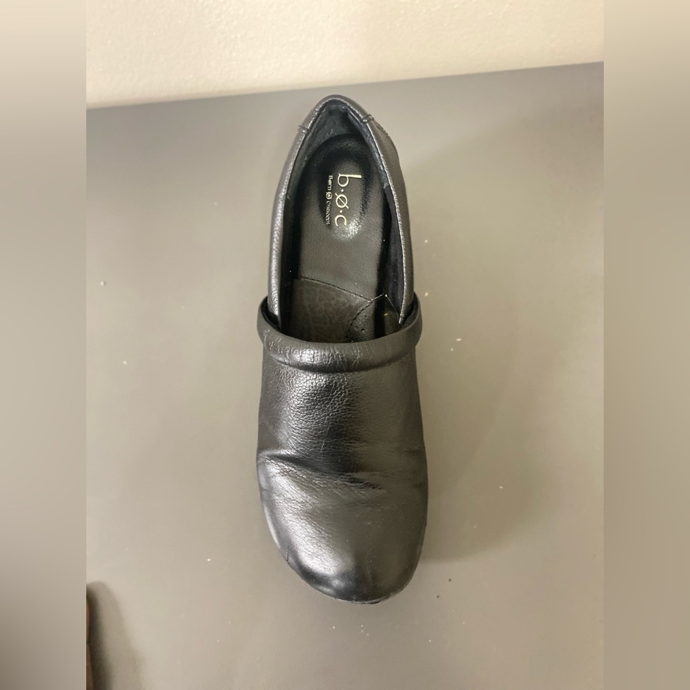 BOC BORN Women’s Size 11M BLACK LEATHER PEBBLED CLOGS MULES SHOES.great Conditio - Picture 9 of 12
